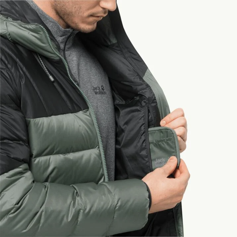 Jack Wolfskin Nebelhorn Down Hoody Mens in Hedge Green-5